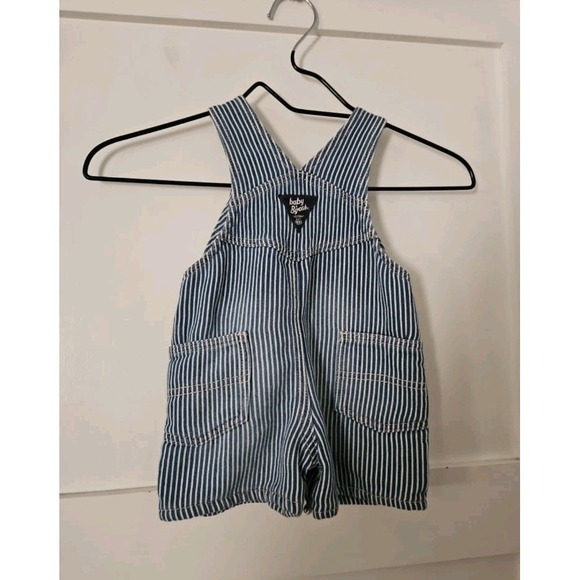 OshKosh B'Gosh Baby Hickory Stripe Shortalls Railroad Denim Overalls - Size 12 M - Picture 10 of 11